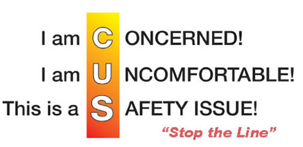 concerned uncomfortable safety issue 문구를 강조한 CUS 상급 보고 언어