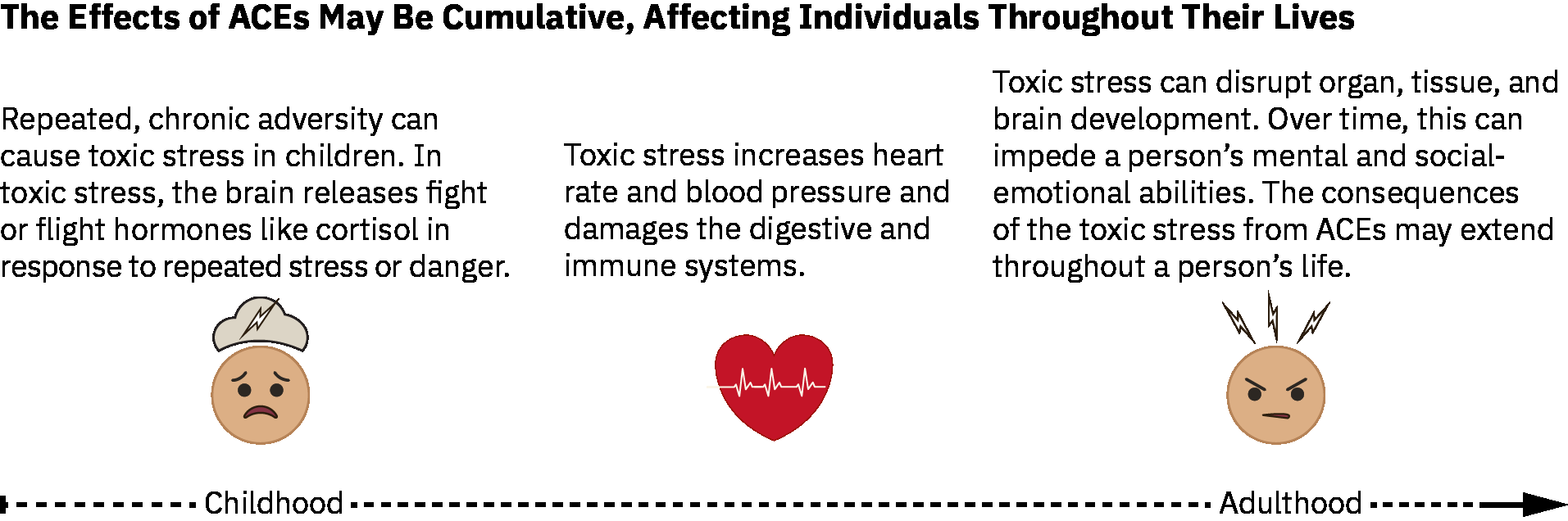 아동기부터 성인기까지 독성 스트레스 효과를 보여주는 생애주기 누적 ACE 노출